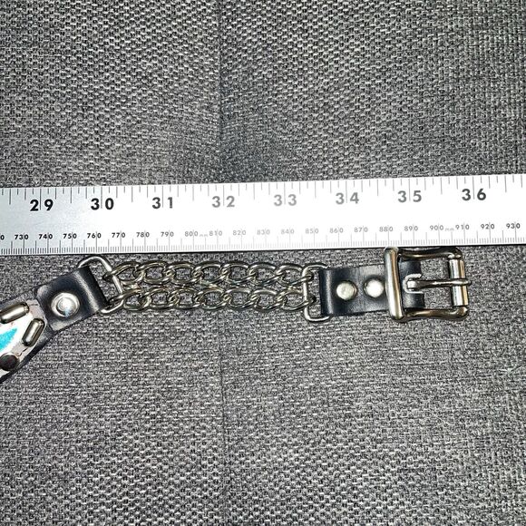Vintage Harley Davidson Motor Cycles Leather Belt Studs Chain Biker RARE Painted main image 8